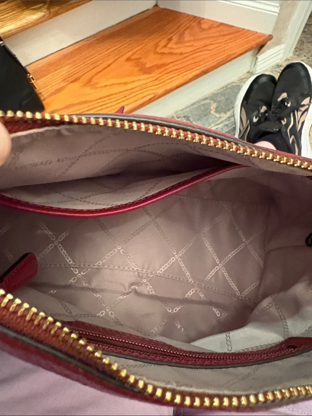 Michael Kors Red Pebbled Leather Crossbody with Gold Accents